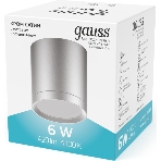 Светильник Gauss Хром/Сатин LED накладной с рассеивателем 6W 4100K 68х75мм 1/30, фото 1
