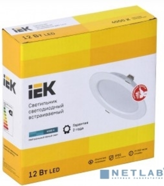 Светильник IEK LDVO0-1613-12-4000-K01 LED ДВО 1613 белый круг 12Вт 4000К IP20 пластик. корпус, диам 145 мм