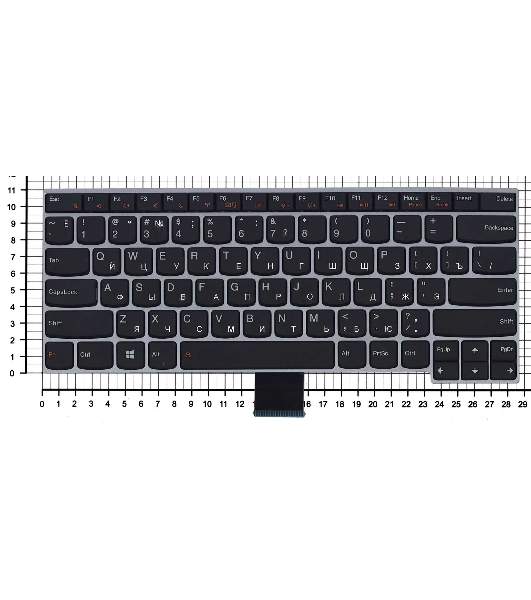 Клавиатура для ноутбука Lenovo V490 V490U V490UA черная с серебристой рамкой