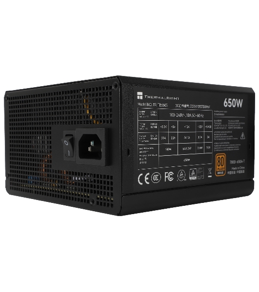 Блок питания Thermalright TR-TB650S 650W 80 PLUS Bronze, (ATX, 3, Non-modular, 1x24(20+4)pin 550мм, 1xCPU*2 8(4+4)pin 600+150мм, 1xPCIe*2 8(6+2)pin 500+150мм, 1xSATA*3+MOLEX4pin*1 400+150+150+150мм, 1xSATA*2+MOLEX4pin*2 400+150+150+150мм, Active, 120x120мм, 150x140x86мм, APFC, )