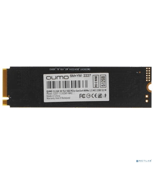 Накопитель SSD QUMO Novation, 512Gb, PCIe 3.0 x4, M.2 2280, NVMe, R/W 2500/1900