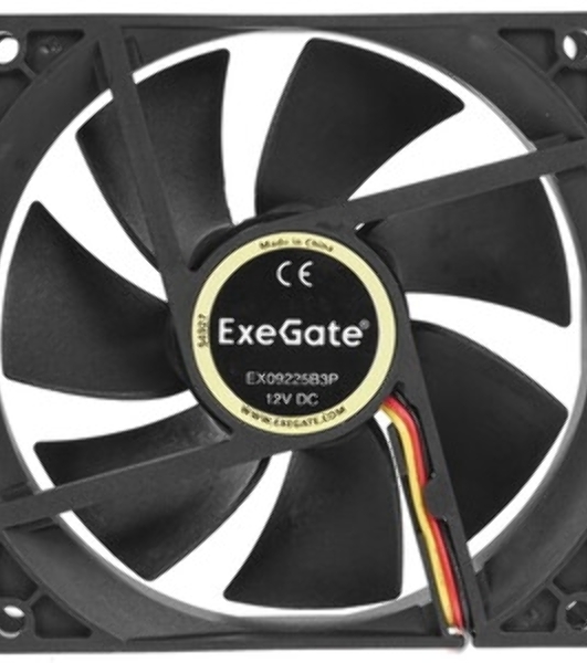 Вентилятор корпусной ExeGate ExtraSilent ES09225S2P, 92 мм, 1800 об/мин, 21 дБ, 2-pin, без подсветки