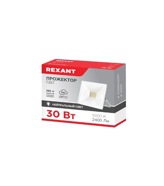 Прожектор Rexant СДО 30 Вт 2400 Лм 5000 K белый корпус