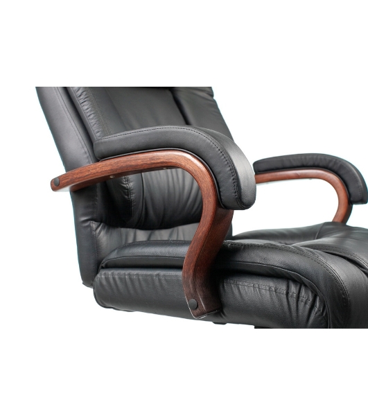 Кресло Бюрократ T-9925WALNUT/BLACK черный, кожа