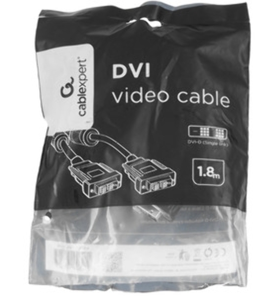 Кабель DVI-D single link Cablexpert CC-DVIL-BK-6, 19M/19M, 1.8м, CCS, черный, экран, феррит.кольца, пакет