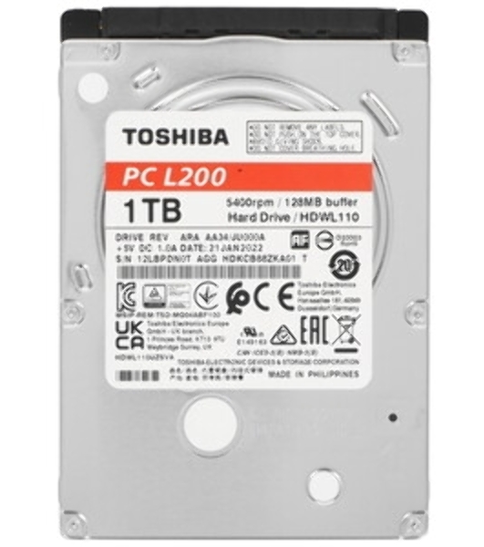 Жесткий диск Toshiba HDD 1Tb L200 Slim (7мм) 2,5' 5400RPM 128MB SATA-III