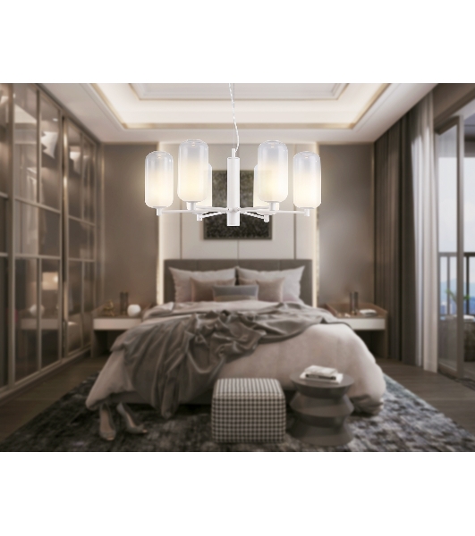 Подвесной светодиодный светильник Ambrella light LH11107/6 WH/FR белый/белый матовый 24W 3000K D630*280