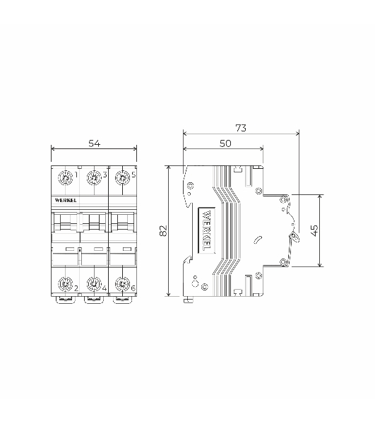 Автоматический выключатель Werkel 3P  10 A  C  6 kА W903P106