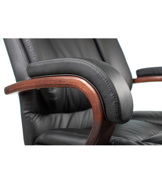 Кресло Бюрократ T-9925WALNUT/BLACK черный, кожа