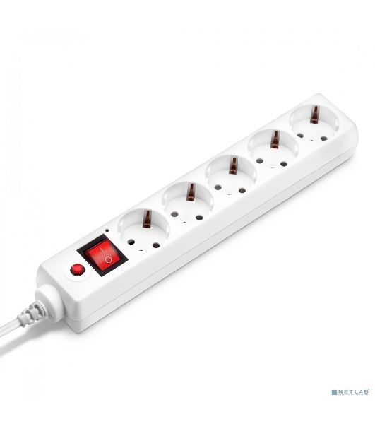 Сетевой фильтр Buro 500SH-1.8-UPS-W 1.8м, 5 розеток, белый, коробка