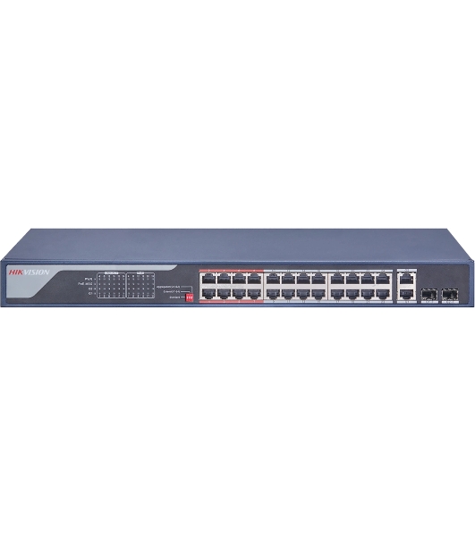 Коммутатор Hikvision DS-3E0326P-E(C), 24×1 Гбит/с PoE + 2×1 Гбит/с Combo (RJ45/SFP) + 2×1 Гбит/с SFP, неуправляемый