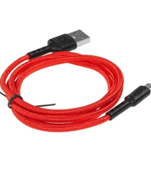 Кабель Defender F181, USB 2.0 (AM) - microUSB 2.0 (BM), 1 м, 2.4А, нейлоновая оплетка, красный.