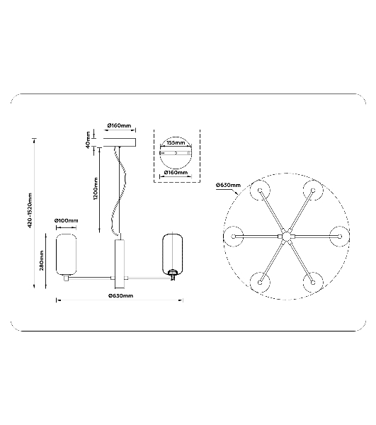 Подвесной светодиодный светильник Ambrella light LH11107/6 WH/FR белый/белый матовый 24W 3000K D630*280