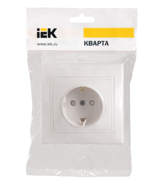 Розетка 1-м СП Кварта 16А РСш10-3-КБ защ. шторки с заземл. IP20 белый IEK ERK11-K01-16-DM