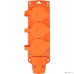 Розетка (колодка) Rexant влагозащищенная с крышкой 3 гнезда COMPACT, с/з, 16А, IP54, каучук, оранжевый, фото3