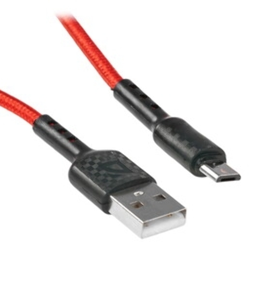 Кабель Defender F181, USB 2.0 (AM) - microUSB 2.0 (BM), 1 м, 2.4А, нейлоновая оплетка, красный.