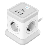 Сетевой фильтр Cablexpert Tower, TWR-4-CU2-W-2, 4р, 10А, 1xType-C PD, 20Вт, 2хUSB, 2 м, ур. защиты 2+, белый, коробка, фото 1