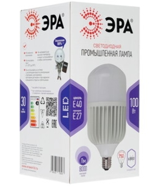 Лампа светодиодная ЭРА STD LED POWER T160-100W-6500-E27/E40 100 Вт колокол холодный дневной свет