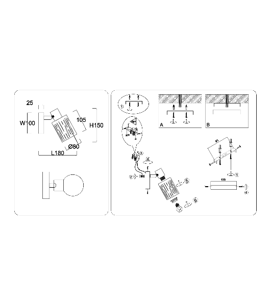Светильник Ambrella light TR8663 WH белый E14 max 60W 180*100*150