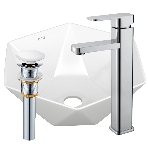 Раковина накладная со смесителем и выпуском (на столешницу BAU Crystal 40х40, белая + смеситель Hotel Still, нер. сталь, выпуск клик-клак белый), фото13