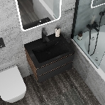 Тумба под раковину Bau Stil Loft black brushed, раковина кварцевая BAU Stil 58, черный металлик, фото3