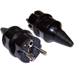 Вилка CEE 7/7 Schuko, 16A, 250V, прямая, разборная, черная