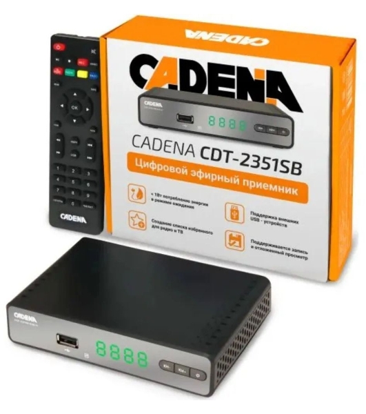 Приставка для цифрового ТВ Cadena CDT-2351SB черный, DVB-T2, DVB-T, HDMI, USB 2.0