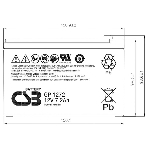 Батарея для ИБП CSB серия GP, GP1272, напряжение 12В, емкость 7.2А·ч (разряд 20 часов), макс. ток разряда (5 сек.) 100А, ток короткого замыкания 304А, макс. ток заряда 2.8A, свинцово-кислотная типа AGM, клеммы F1, ДxШxВ 150.9x64.8x98.6мм., вес 2.4кг., срок службы 5, фото3