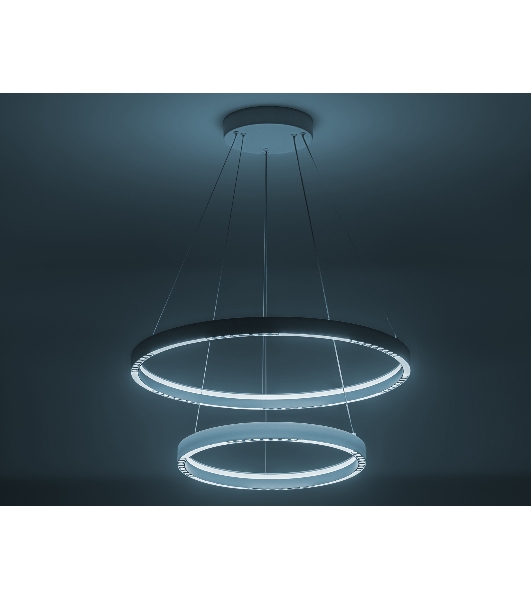 Подвесной светодиодный светильник Ambrella light FL5862/2 WH белый 45W 3000K/4200K/6400K D600/400*830 (без ПДУ)