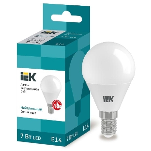 Лампа cветодиодная IEK LLE-G45-7-230-40-E14 ECO G45 шар 7Вт 230В 4000К E14