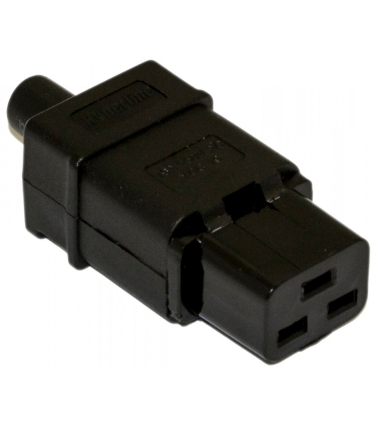 Разъемы для силового кабеля Hyperline CON-IEC320C19 Разъем IEC 60320 C19 220В 16A на кабель, контакты на винтах (плоские контакты внутри разъема), прямой