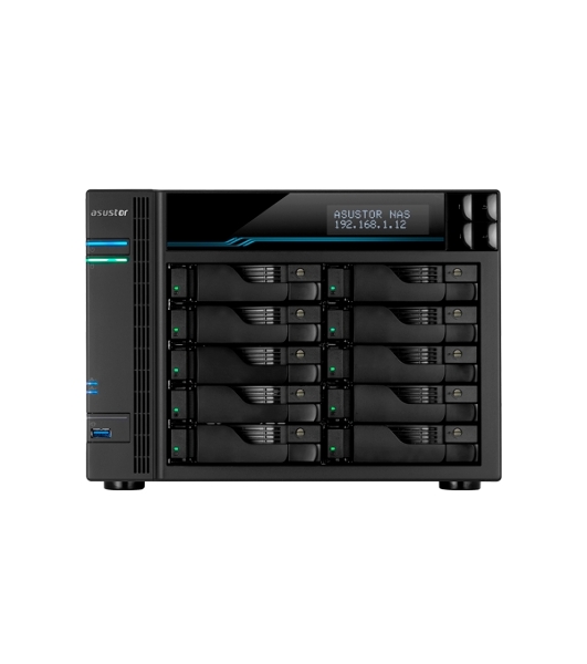 Сетевое хранилище ASUSTOR AS7110T 10-Bay NAS/Media player/Intel Xeon E-2224 3.4GHz up to 4.6GHz(Quad-Core), 8Gb SO-DIMM DDR4, noHDD(HDD,SSD),/10x1GbE+3x2,5Gbe(LAN)/3xUSB3.2,HDMI/M.2/4ip camera license; 90IX01D1-BW3S1