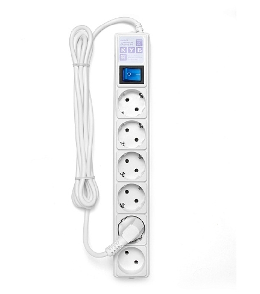 Фильтр-удлинитель PowerCube (SPG(5+1)-16B-3M) 6 розеток, 3м,16А/3,5 кВт, белый