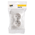 Розетка силовая IEK ERK21-K01-16-DM РСш12-3-КБ 2 местн. c з/к с защ.штор. 16А КВАРТА (белый), фото3
