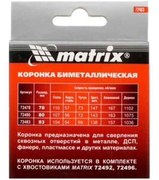 Коронка Matrix BIMETAL, 80 мм