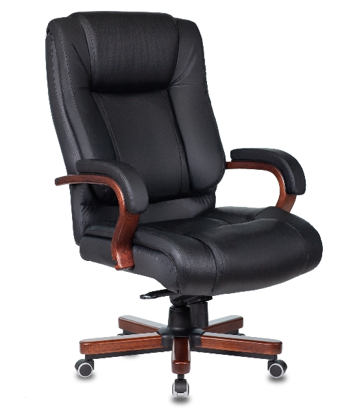 Кресло Бюрократ T-9925WALNUT/BLACK черный, кожа