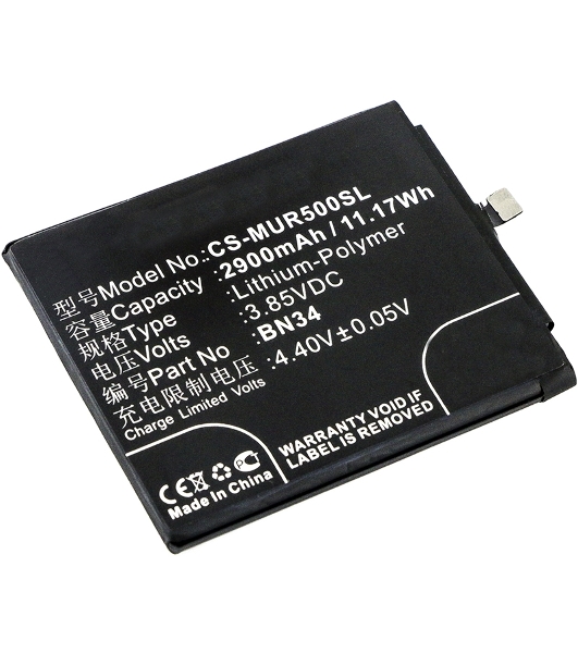 Аккумулятор CameronSino CS-MUR500SL BN34 для Xiaomi Redmi 5A3.85V, 2900mAh, 11.17Wh