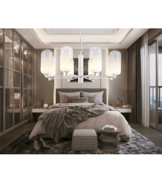 Подвесной светодиодный светильник Ambrella light LH11109/8 WH/FR белый/белый матовый 28W 3000K D720*280