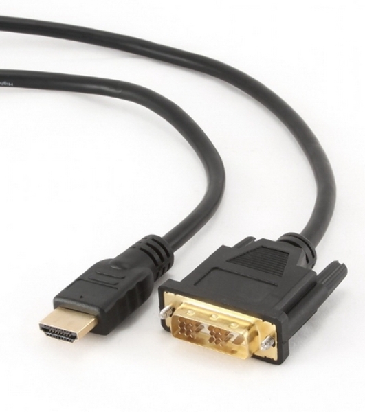 Кабель HDMI-DVI Cablexpert CC-HDMI-DVI-10, 19M/19M, single link, медь, позол.разъемы, экран, 3.0м, черный, пакет