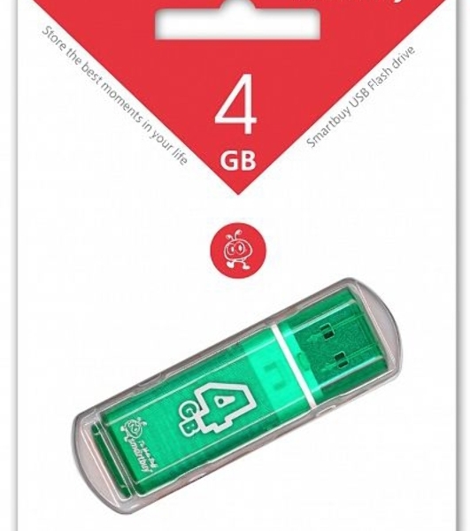 Флешка USB Smartbuy Glossy series Green (SB4 GbGS-G), 4Gb, USB 2.0, R/W 25/15, зеленый