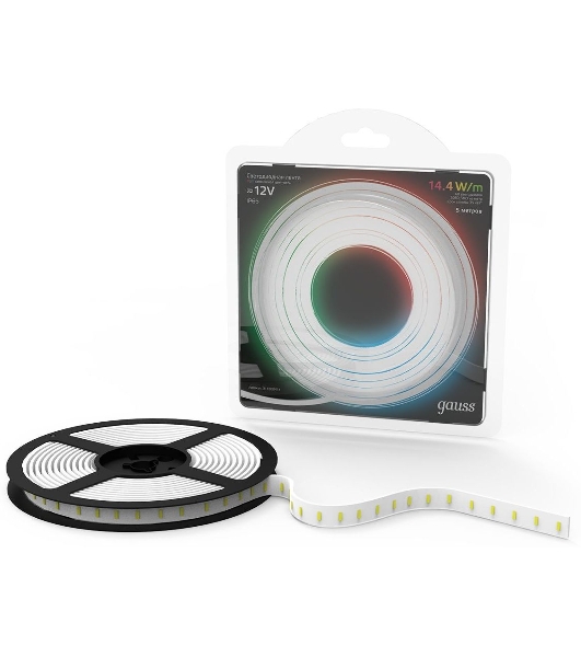 Лента светодиодная LED Gauss 5050 -SMD 14.4W 12V DC RGb IP66 (блистер 5м)
