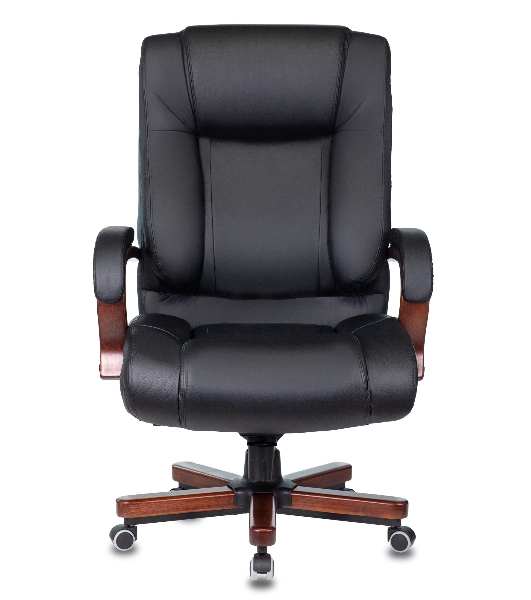 Кресло Бюрократ T-9925WALNUT/BLACK черный, кожа