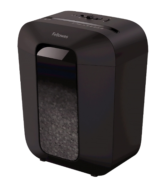 Шредер Fellowes PowerShred LX41 черный (секр.P-4)/перекрестный/8лист./17лтр./скрепки/скобы/пл.карты