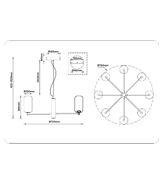 Подвесной светодиодный светильник Ambrella light LH11109/8 WH/FR белый/белый матовый 28W 3000K D720*280