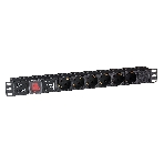 Блок розеток горизонтальный ExeGate ServerPro PDU-19H607 Al-6S-C14-SW-SPD1, 19', 1U, Алюминий, 6 Schuko, С14, выкл. с подсветкой, SPD1, черный, фото 1
