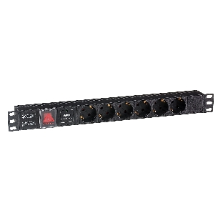 Блок розеток горизонтальный ExeGate ServerPro PDU-19H607 Al-6S-C14-SW-SPD1, 19', 1U, Алюминий, 6 Schuko, С14, выкл. с подсветкой, SPD1, черный
