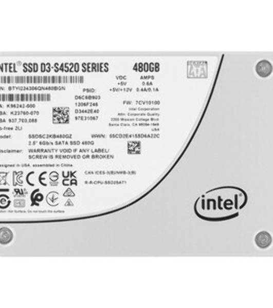 Накопитель SSD Intel D3-S4520, 480Gb, SATA III, 2.5', 3D TLC, R/W 550/460