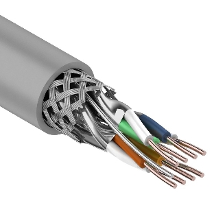 Кабель витая пара Rexant SF/FTP, категория 7, 4 x 2 x 0,57 мм, PVC, внутреннний, серый, 305м