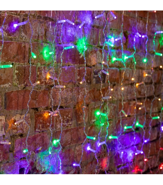 Гирлянда Neon-night 'Светодиодный Дождь' 2х1,5м, постоянное свечение, прозрачный провод, 230 В, диоды МУЛЬТИ, 192 LED