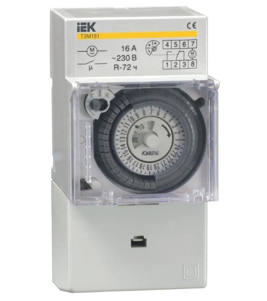 Таймер ТЭМ181 аналоговый 16А 230В на DIN-рейку IEK